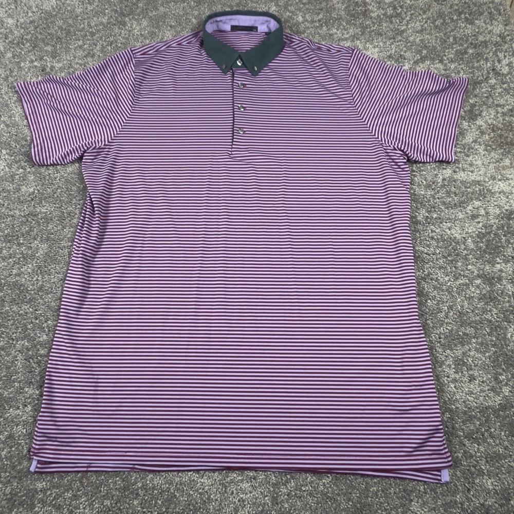 GREYSON GOLF Performance Golf Polo Shirt Men's Size XXL Purple Stripes Logo - Picture 2 of 8